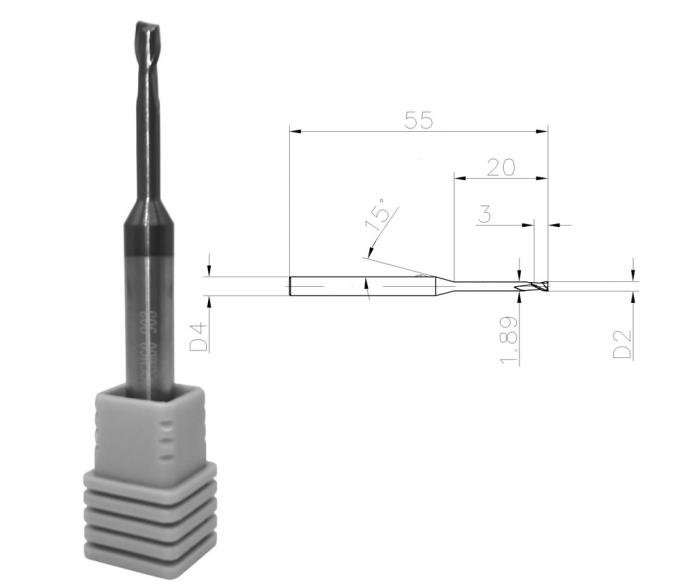 55HRC 2 Flutes 2mm Tungsten Carbide End Mill for Metal